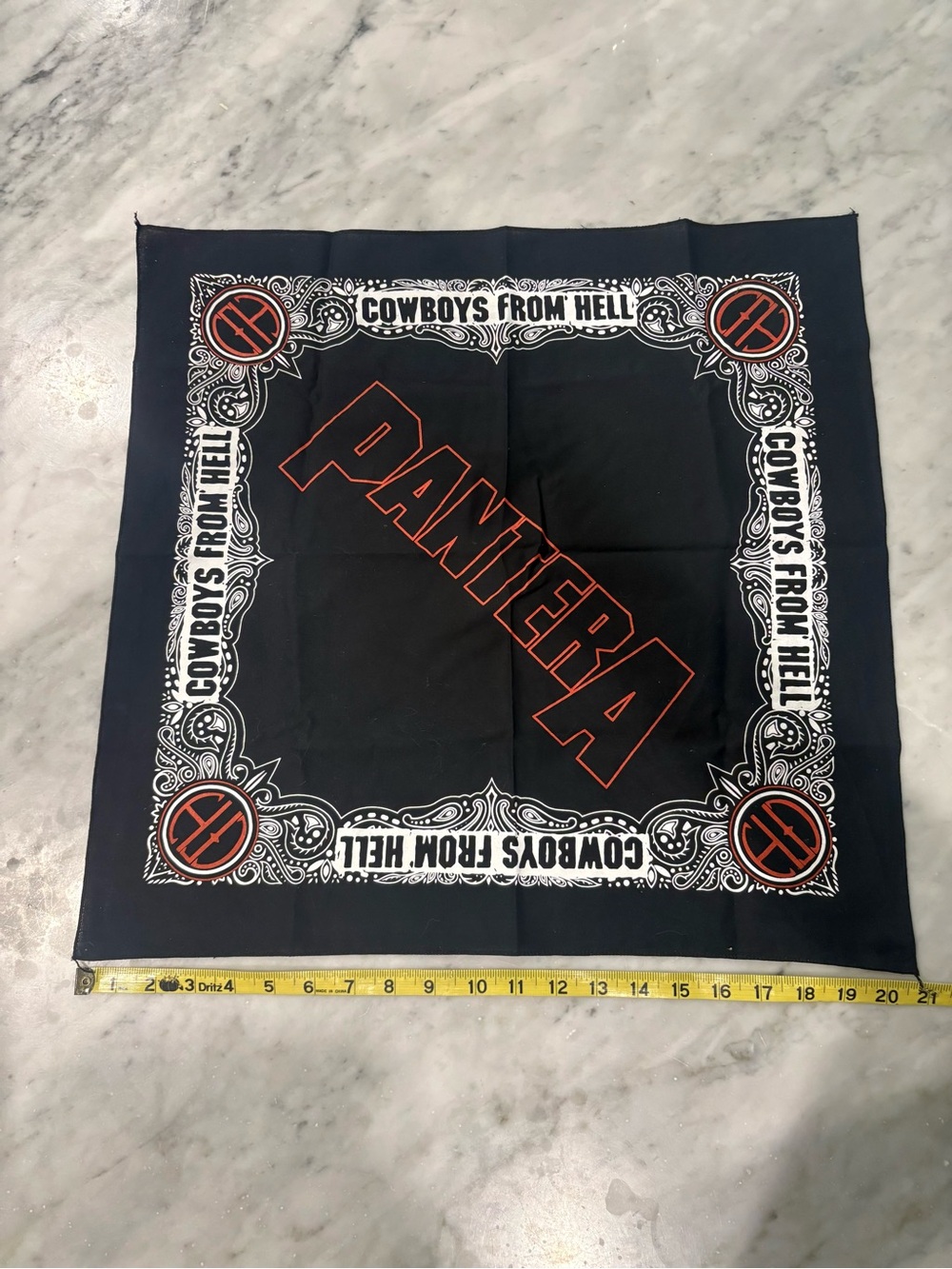 Vintage Style Pantera "Cowboys From Hell" Bandana Black White & Orange